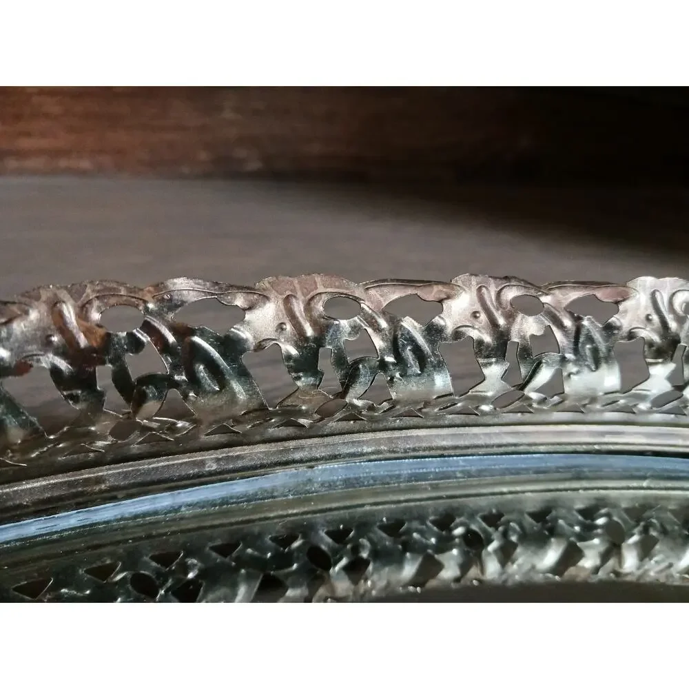 Vintage Oval Gold Filigree Vanity Mirror